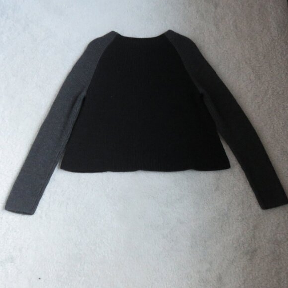 Eileen Fisher Sz XXS Gray Color Block Oversized Extra Fine Merino Wool Sweater - Picture 3 of 14